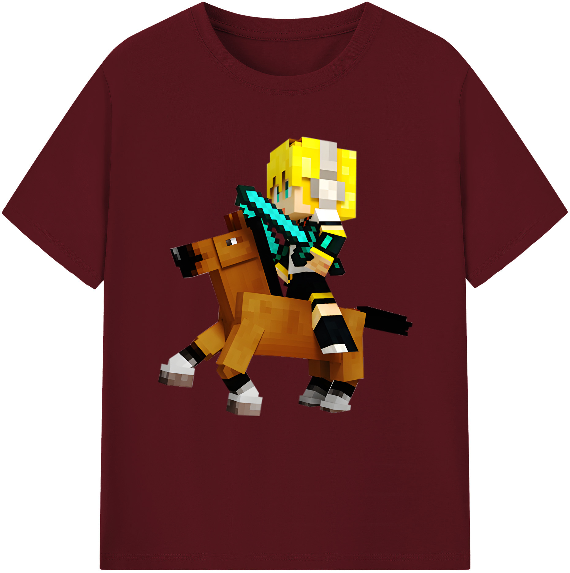 （画像用） マインクラフト ブロックの世界 Minecraft MC Block world 綿100％半袖Tシャツ（フロントプリント）